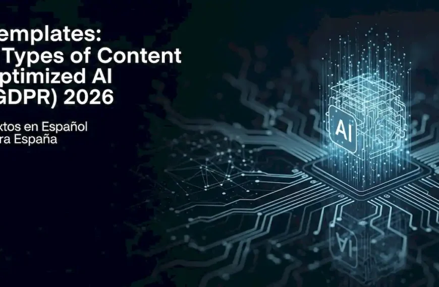 5 plantillas listas para usar de contenido optimizado para IA con compliance RGPD. Ejemplos copy-paste verificados en ChatGPT, Perplexity y Gemini.