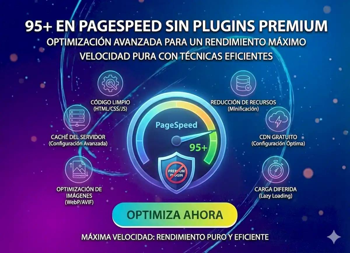 95+ en PageSpeed Sin Plugins Premium