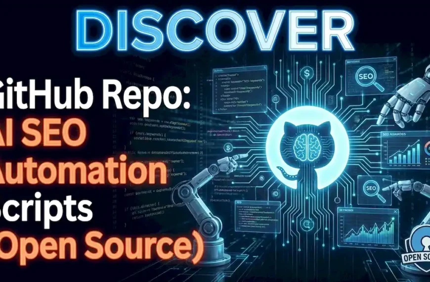 Free AI SEO automation scripts used on 180+ sites. Python tools for ChatGPT tracking, schema generation, content audits. Open source.
